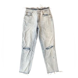 PISTOLA Light Wash Distressed Frayed Mid-High Rise Jeans
